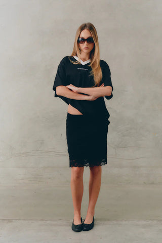 Reflective V Neck Tee - Black