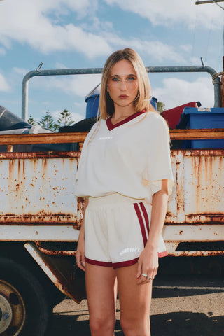 Reflective V Neck Tee - Butter