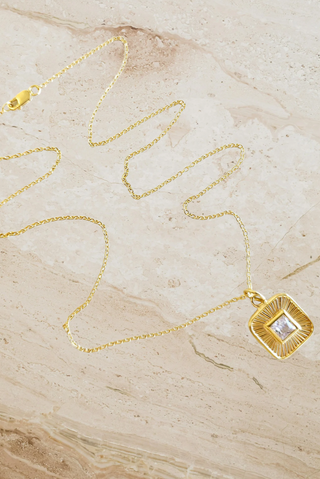 Topaz Vintage Pendant on a Fine Curb Link Chain