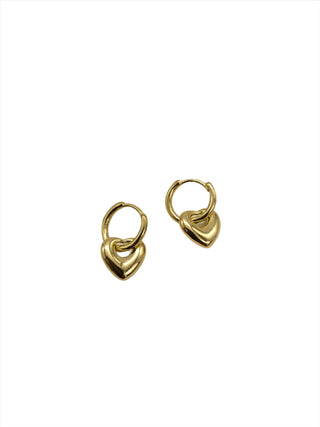 Heart Pendant Earring - Gold