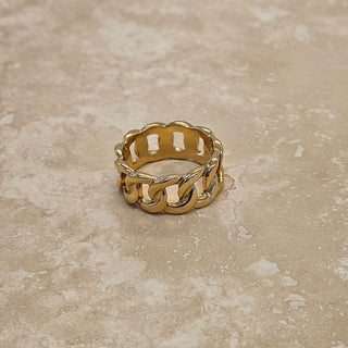 18k Gold Link Chain Ring