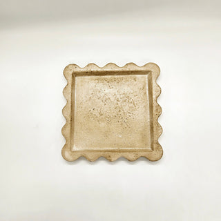 Scalloped Travertine Look Tray