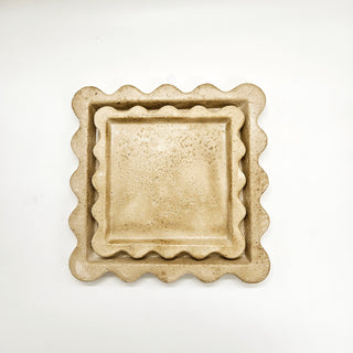 Scalloped Travertine Look Tray