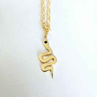 Onyx Snake Pendant on a Paper Link Chain