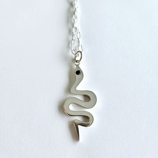 Onyx Snake Pendant on a Paper Link Chain