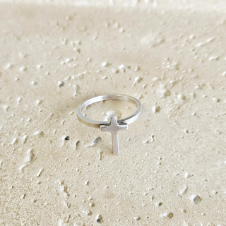 Small Cross Stacker Ring - Silver