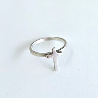 Small Cross Stacker Ring - Silver