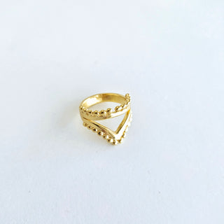 Beaded Forefinger Ring - Gold