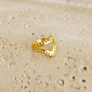 Beaded Forefinger Ring - Gold