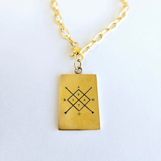 Amor Fati Pendant on a Paper Link Chain - Gold