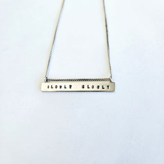 Slowly Slowly Bar Necklace - Silver