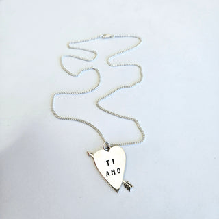 Cupids Arrow Ti Amo Pendant on a Fine Curb Chain - Silver