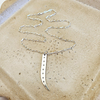 Tusk Tag Forever Pendant on a Paper Link Chain - Silver