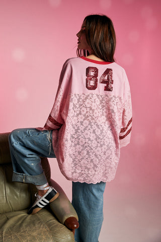 The Lace Varsity Jersey - Pink