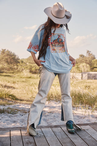 **PRE-ORDER** The Very Oversized Flaming Cowboy Tee - Sky