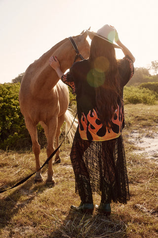 **PRE-ORDER** The Very Oversized Flaming Cowboy Tee - Black