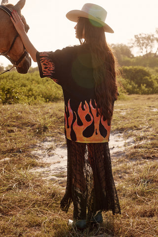 **PRE-ORDER** The Very Oversized Flaming Cowboy Tee - Black