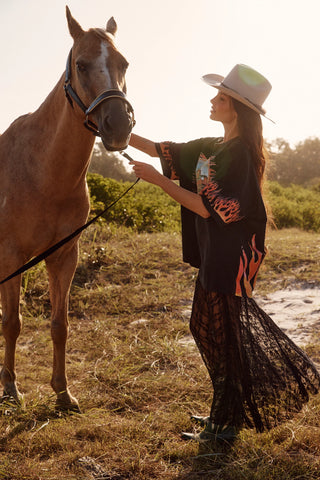 **PRE-ORDER** The Very Oversized Flaming Cowboy Tee - Black