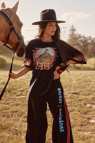 **PRE-ORDER** The Very Oversized Flaming Cowboy Tee - Black