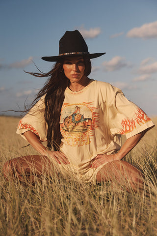 **PRE-ORDER** The Very Oversized Flaming Cowboy Tee - Sand