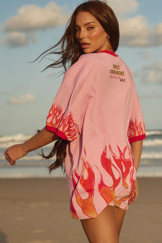 **PRE-ORDER** The Very Oversized Flaming Cowboy Tee - Pink