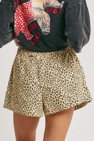 Leopard Drill Mini shorts
