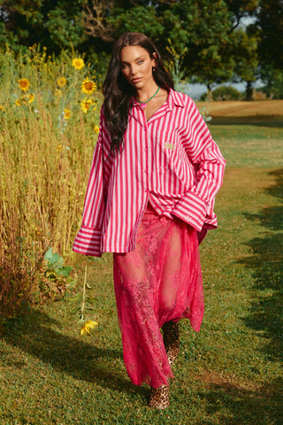 The Lace Maxi Skirt - Pink