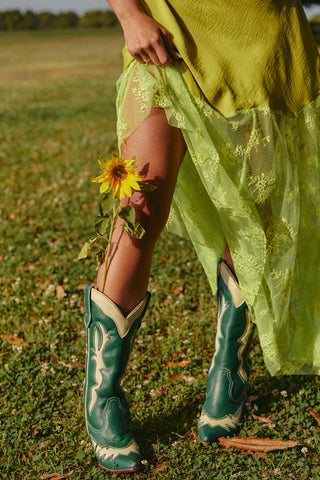 The Lace Maxi Dress - Chartreuse