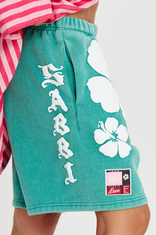 The Happy Hibiscus Shorts - Green