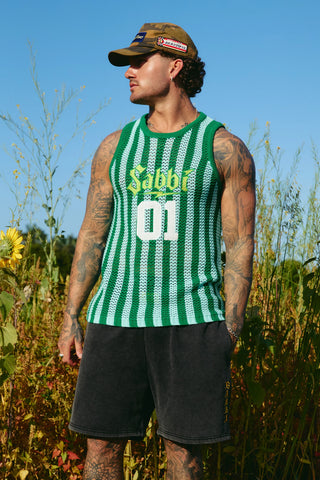 The Knit B-Ball Singlet - Green & Blue