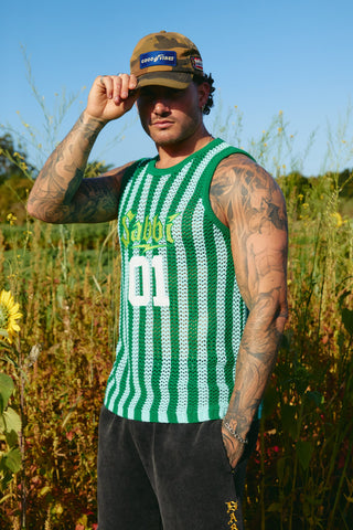 The Knit B-Ball Singlet - Green & Blue
