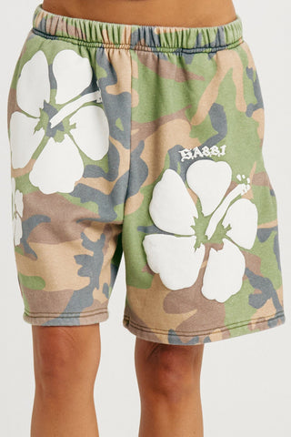 The Happy Hibiscus Shorts - Camo