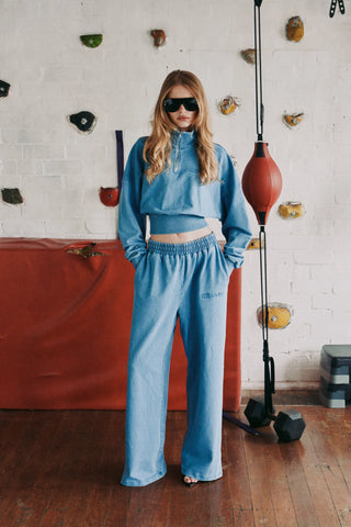 PREORDER Acid Wash Trackpant - Demin Blue