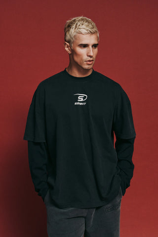 Round One Layered Tee - Vintage Washed Black