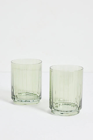 Olive Green Ribbed Set 2 Tumblers