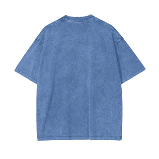 Le Fleur Tropical Acid Wash Oversize Tee - Light Blue