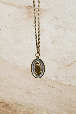 Mary Magdelaine Pendant on a Curb Chain