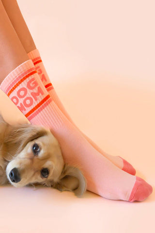 Dog Mom Striped Ribbed Crew Socks