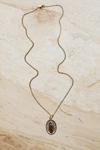 Mary Magdelaine Pendant on a Curb Chain