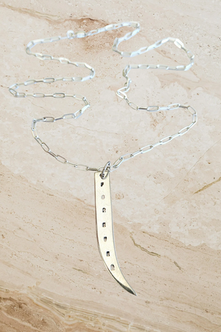Tusk Tag Forever Pendant on a Paper Link Chain - Silver