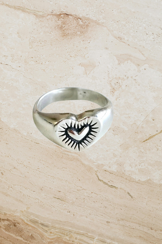 Heart Signet Ring - Silver