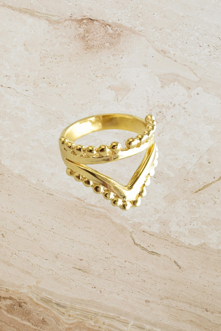 Beaded Forefinger Ring - Gold