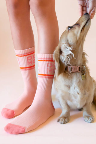 Dog Mom Striped Ribbed Crew Socks