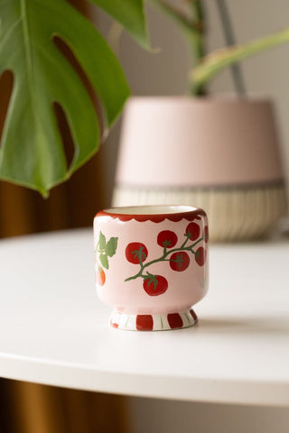 Handpainted 'Tomato Vine' Ceramic Candle - Heirloom Tomato