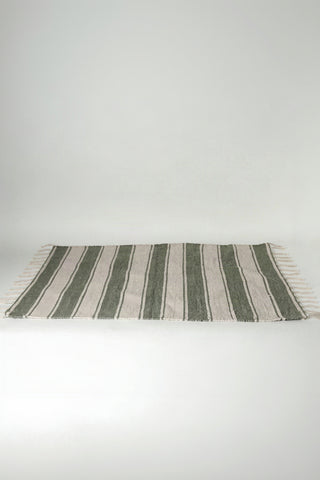 Cotton Mat - Green & White Stripe