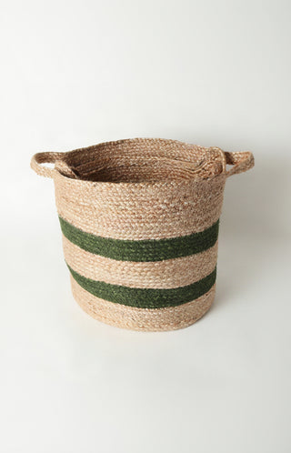 Jute Natural Olive Stripe Basket