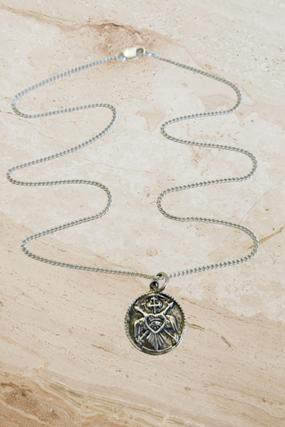 Harmony Coin Pendant on a Fine Cable Chain - Silver