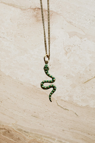 Beaded Snake Pendant on a Curb Chain