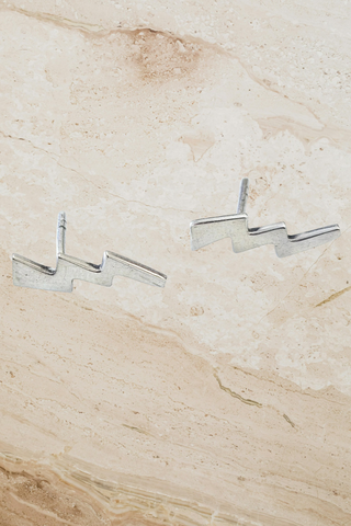 Lightning Bolt Studs - Silver