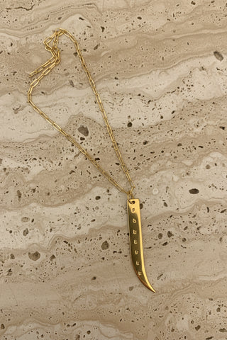 Tusk Tag Forever Pendant on a Paper Link Chain - Gold